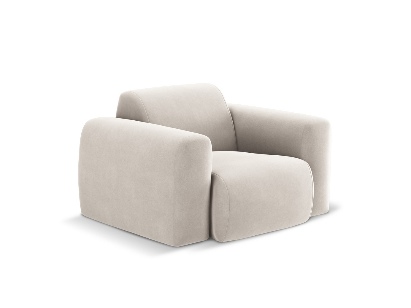 Cosmopolitan Design sammetsfåtölj, "Nolio", 1-sits, 105 × 95 × 72 cm, Casino, svarta plastben