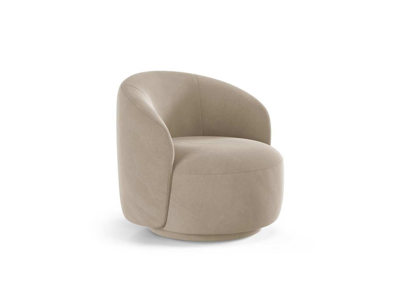 Cosmopolitan Design sammetssnurrfåtölj, "Savona", 1-sits, 86 × 83 × 76,5 cm, Casino, klädda ben
