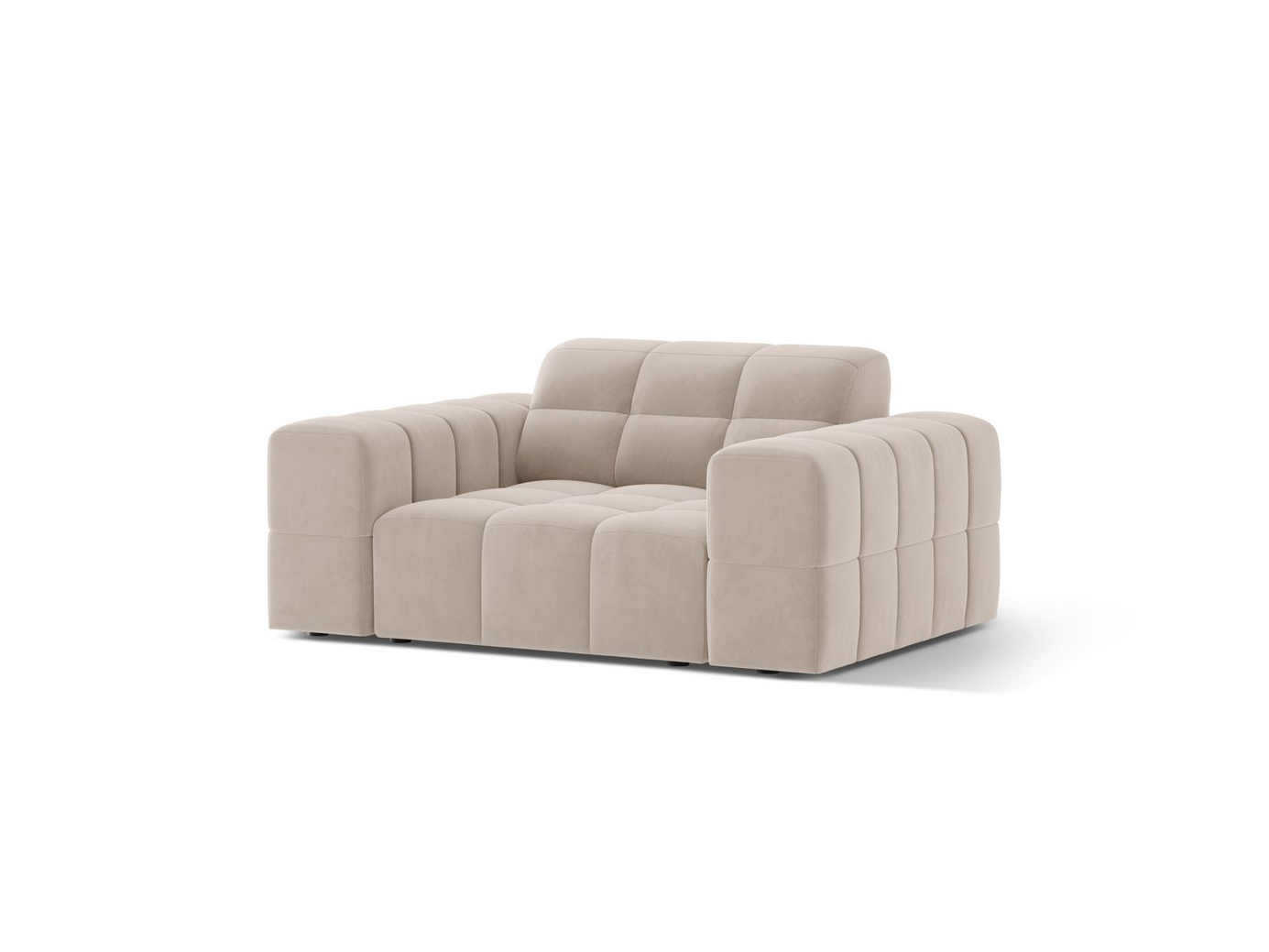 Cosmopolitan Design sammetsfåtölj, "Chicago", 1-sits, 132 × 102 × 78 cm, Venus, svarta plastben
