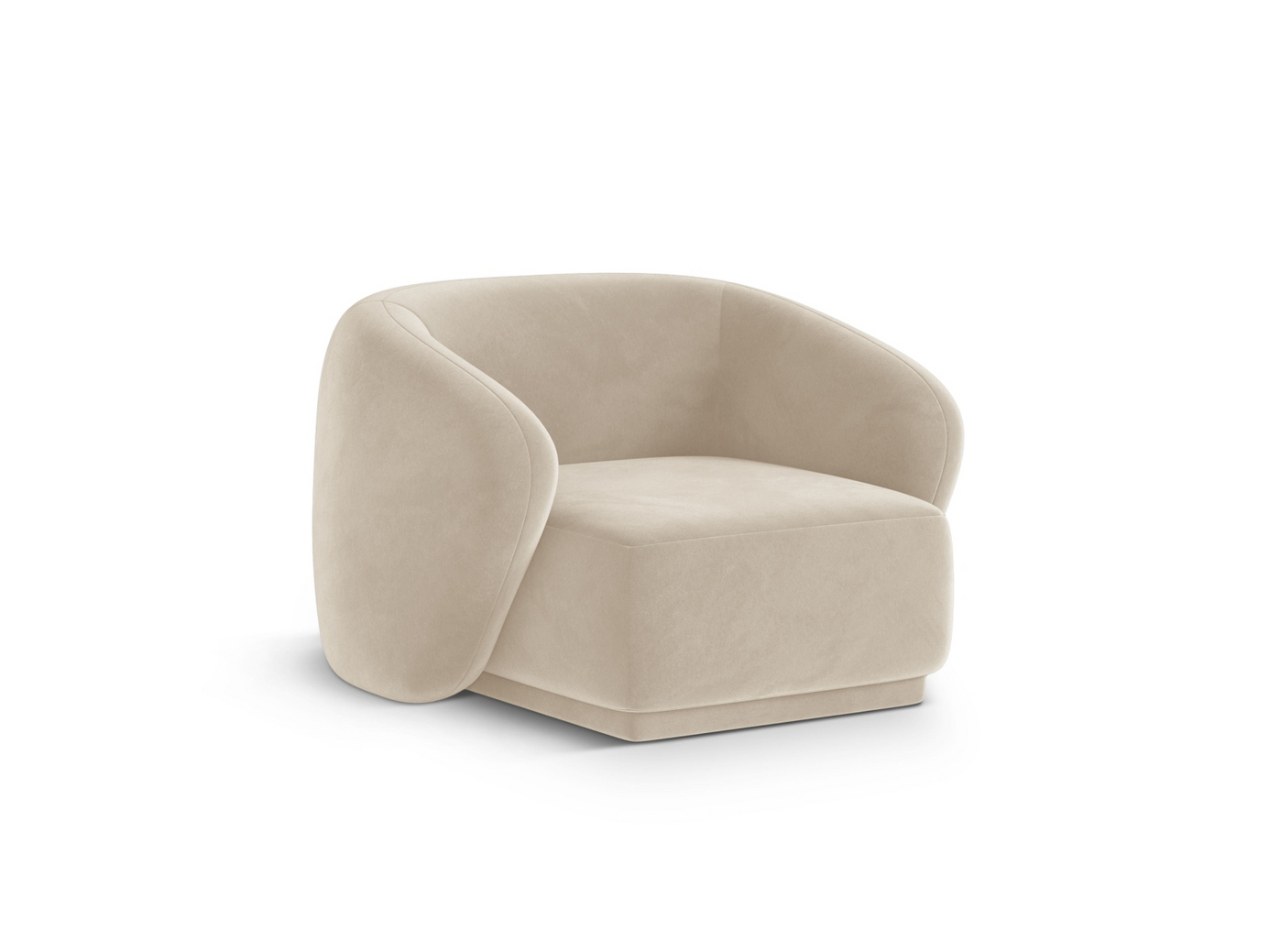 Cosmopolitan Design sammetsfåtölj, "Gomera", 1-sits, 93 × 90 × 74 cm, Salvador, svarta plastben