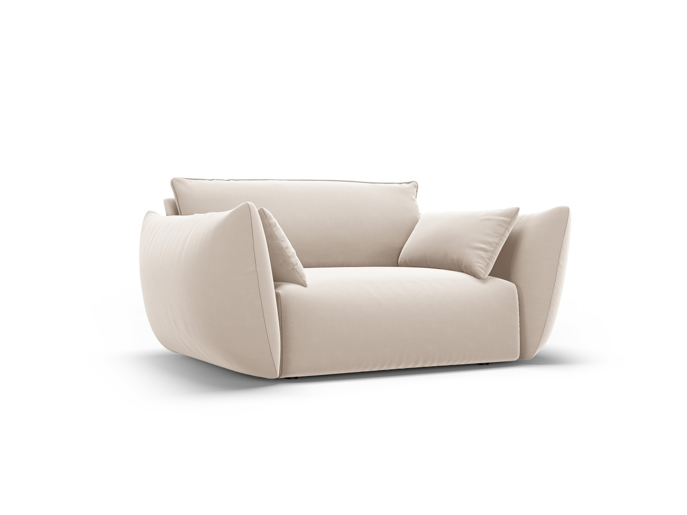 Cosmopolitan Design sammetsfåtölj, "Matera", 1-sits, 128 × 110 × 85 cm, Salvador, svarta plastben