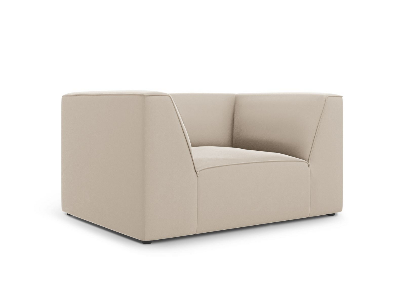 Cosmopolitan Design sammetsfåtölj, "Siena", 1-sits, 120 × 92 × 69 cm, Salvador, svarta plastben