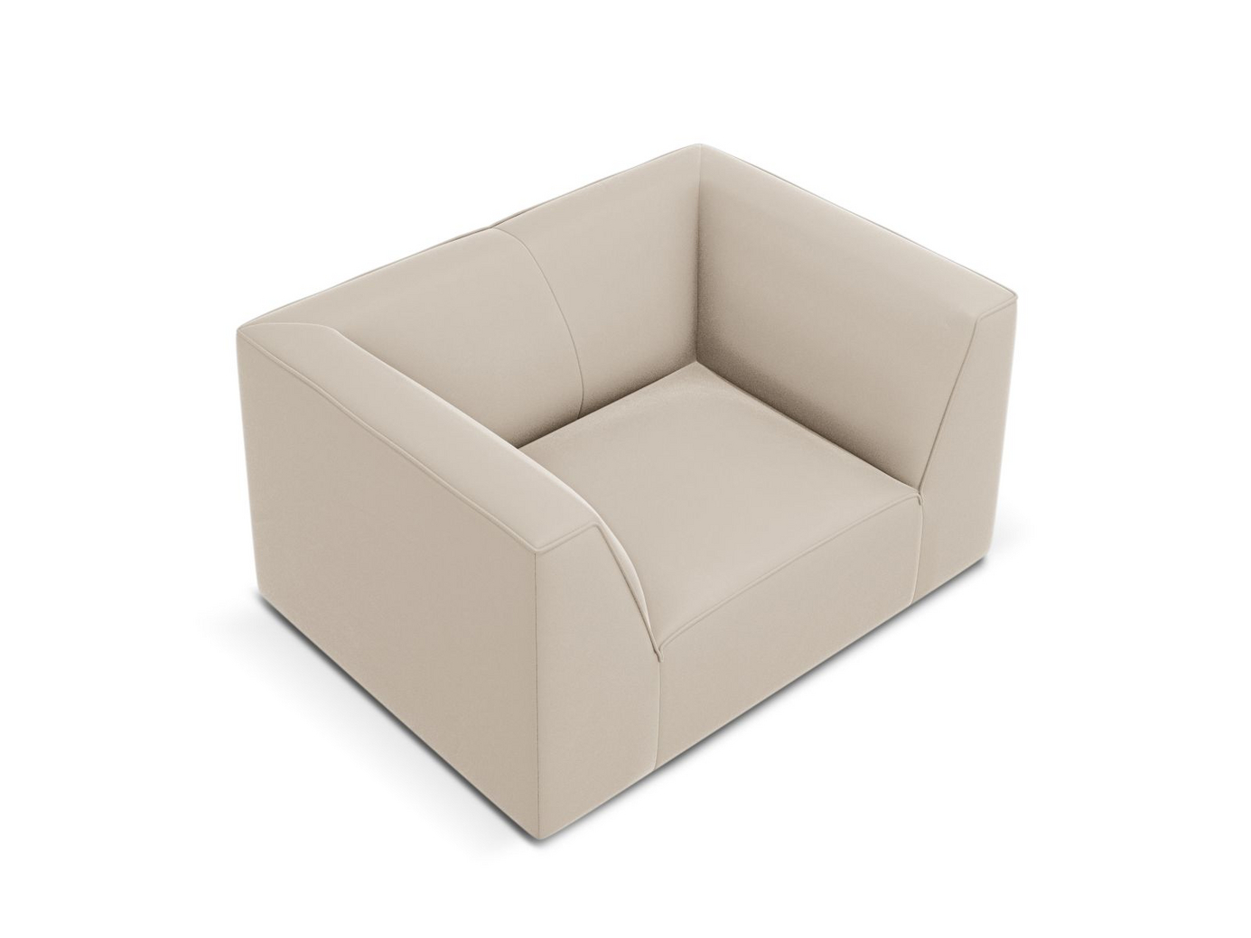 Cosmopolitan Design sammetsfåtölj, "Siena", 1-sits, 120 × 92 × 69 cm, Salvador, svarta plastben