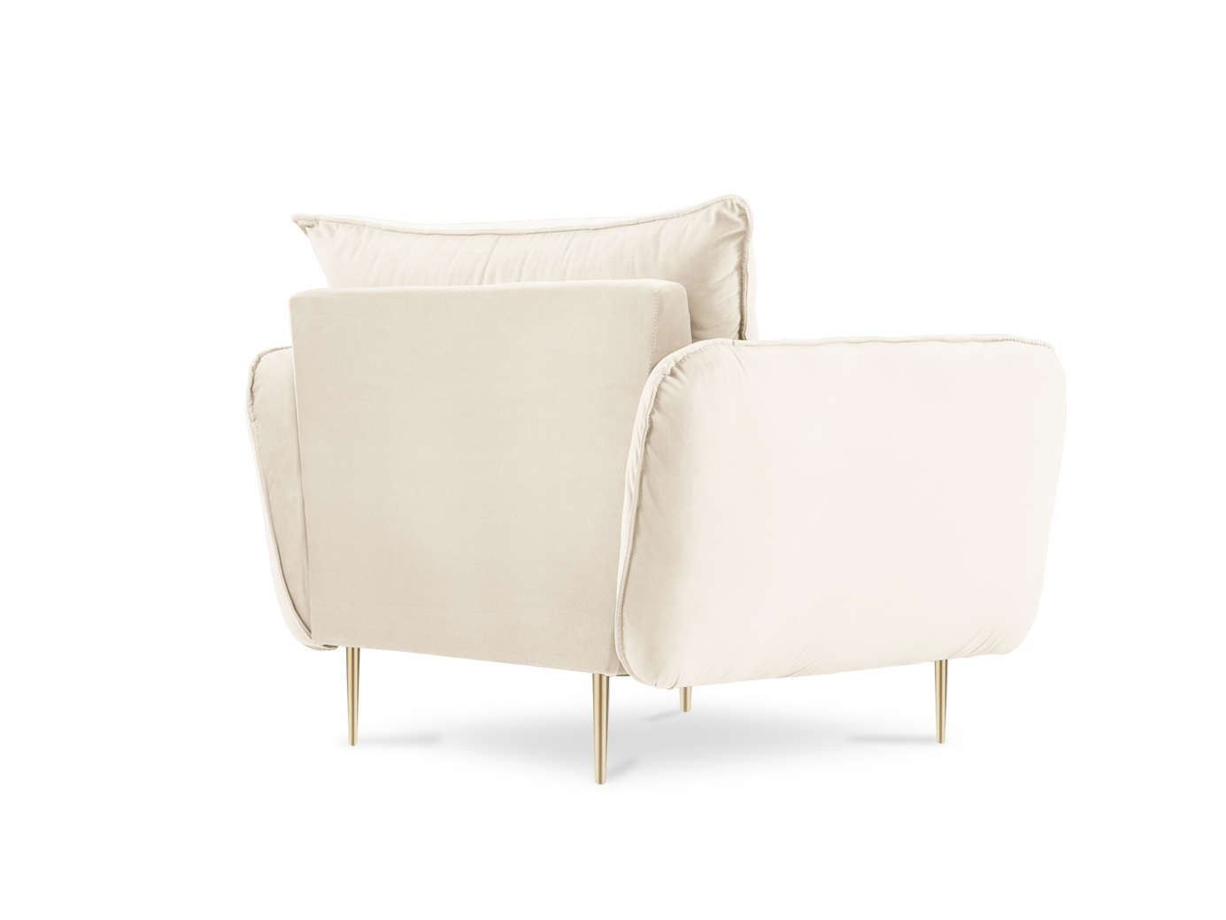 Cosmopolitan Design sammetsfåtölj, "Vienna", 1-sits, 97 × 94 × 95 cm, Bluvel, guldfärgade metallben