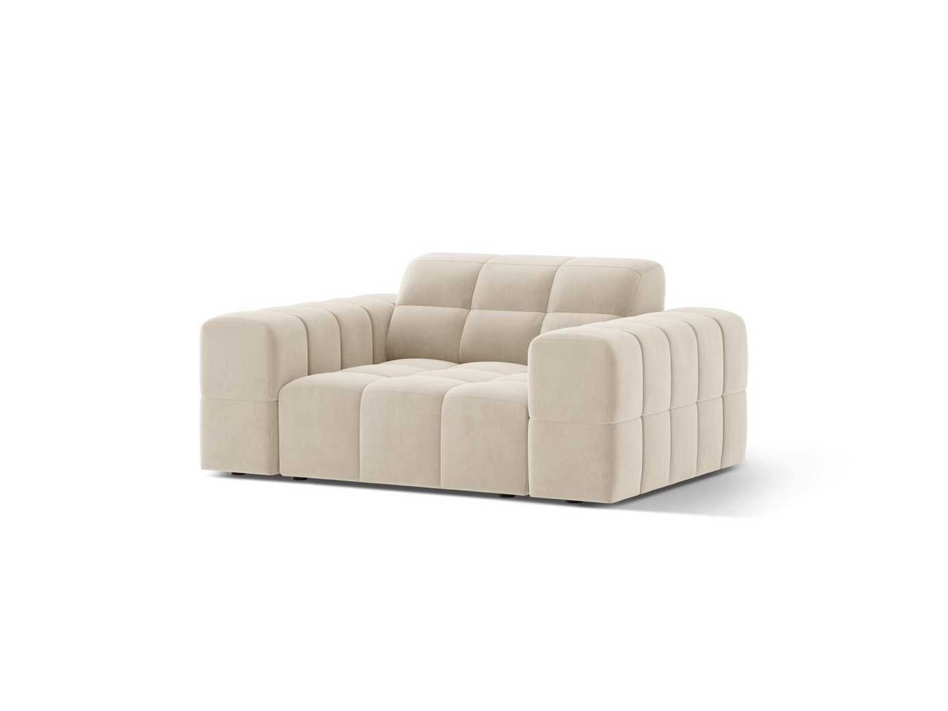 Cosmopolitan Design sammetsfåtölj, "Chicago", 1-sits, 132 × 102 × 78 cm, Bluvel, svarta plastben