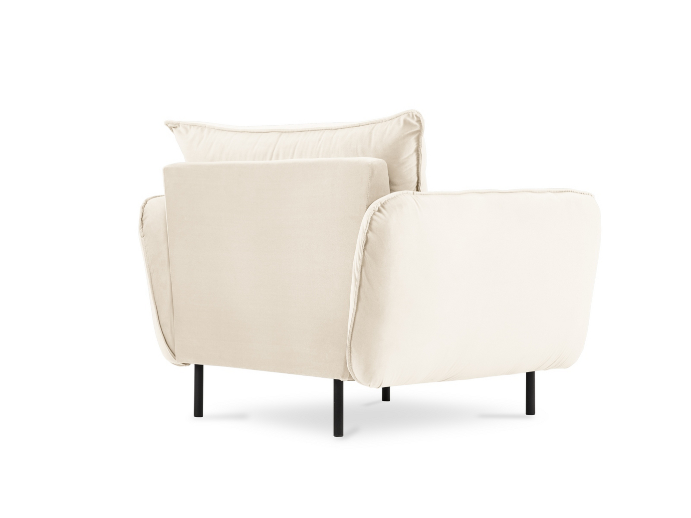 Cosmopolitan Design sammetsfåtölj, "Vienna", 1-sits, 97 × 94 × 95 cm, Bluvel, svarta metallben