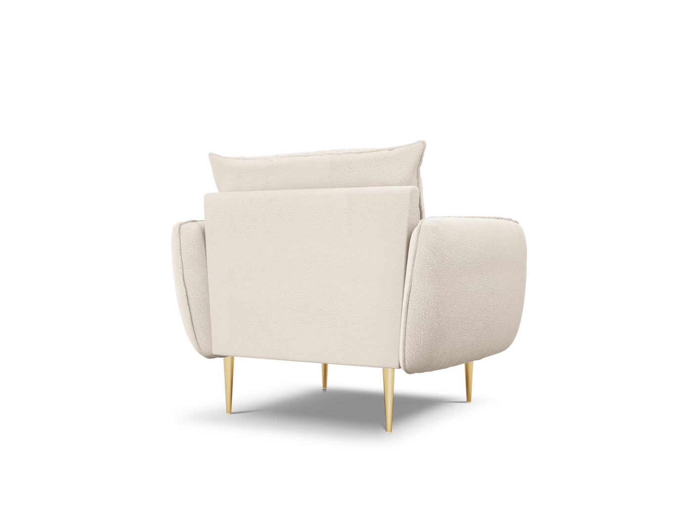 Cosmopolitan Design boucléfåtölj, "Vienna", 1-sits, 97 × 94 × 95 cm, Ascot, guldfärgade metallben