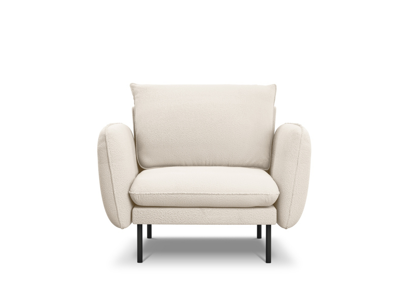 Cosmopolitan Design boucléfåtölj, "Vienna", 1-sits, 97 × 94 × 95 cm, Ascot, svarta metallben
