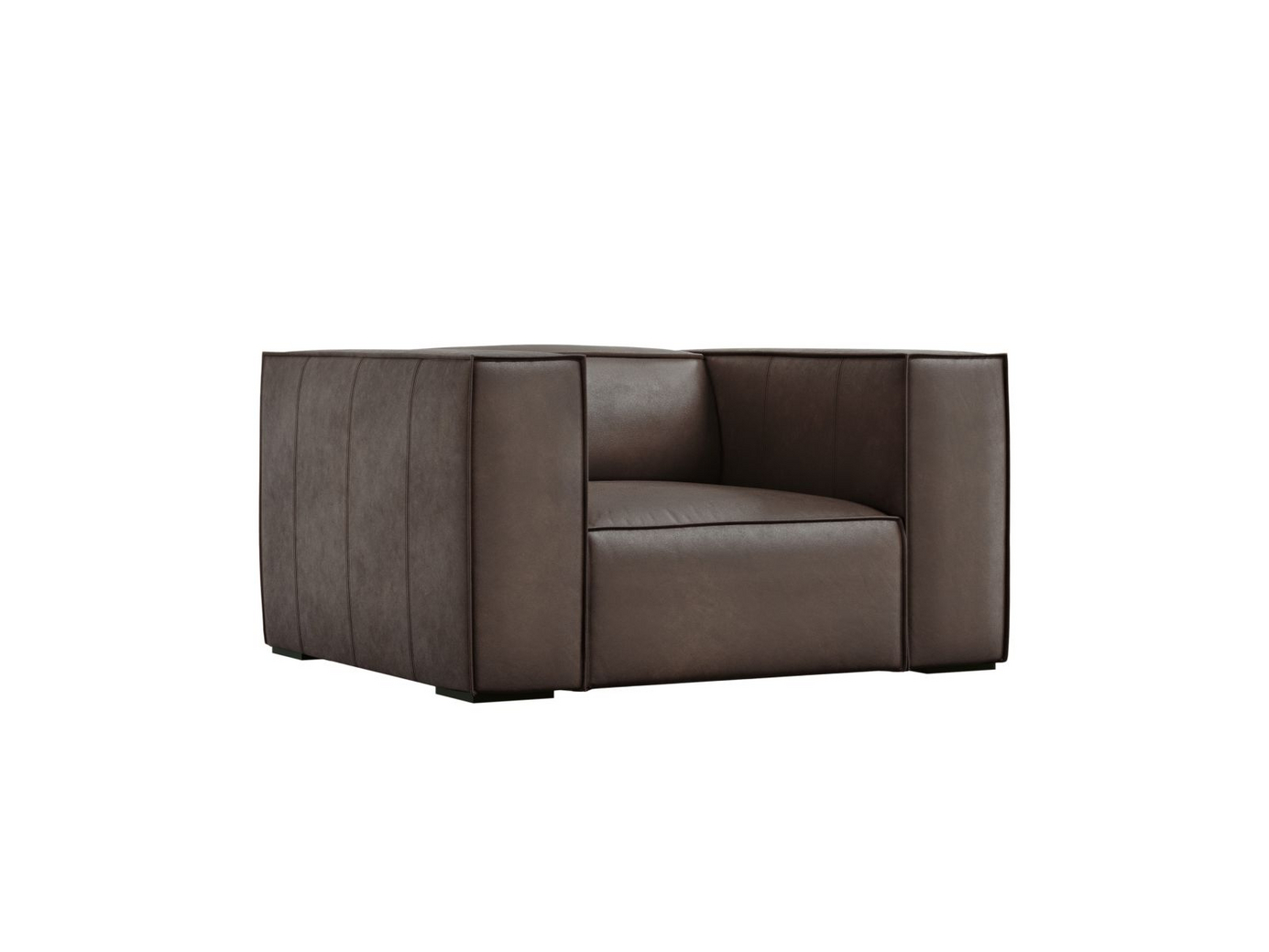Cosmopolitan Design äkta läder fåtölj, "Turin", 1-sits, 113 × 95 × 68 cm, Granada, ben i svart bok