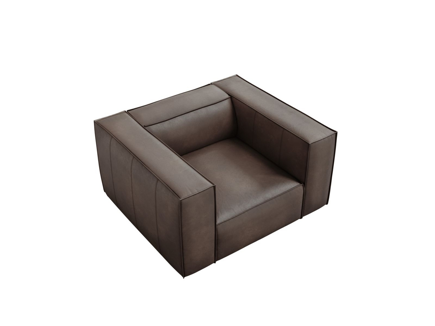 Cosmopolitan Design äkta läder fåtölj, "Turin", 1-sits, 113 × 95 × 68 cm, Granada, ben i svart bok