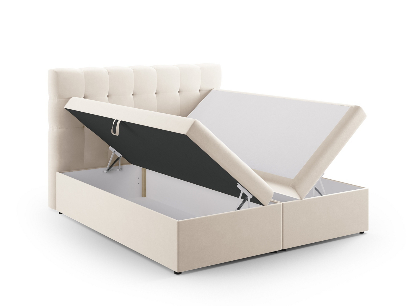 Cosmopolitan Design kontinentalsäng, "Bali", 140 × 210 × 125 cm, Bluvel, svarta plastben