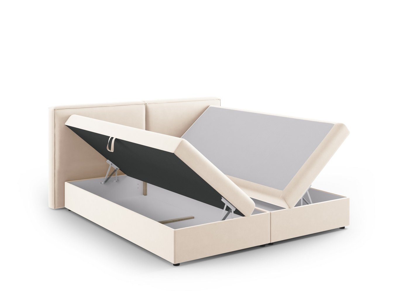 Cosmopolitan Design kontinentalsäng, "Arendal", 186 × 210 × 100 cm, Bluvel, svarta plastben