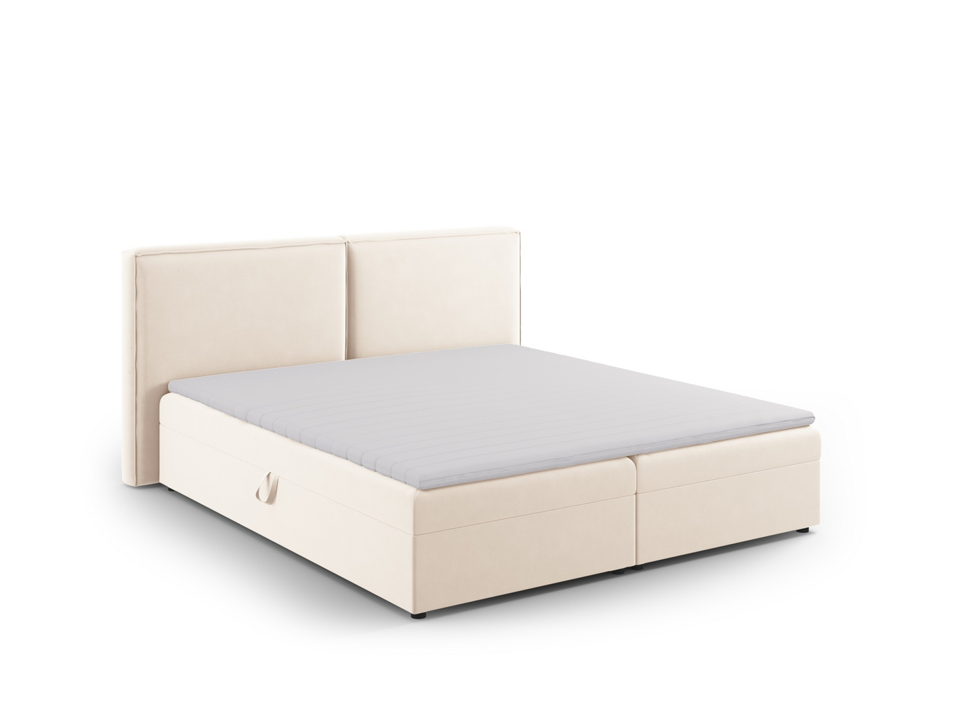 Cosmopolitan Design kontinentalsäng, "Arendal", 186 × 210 × 100 cm, Bluvel, svarta plastben