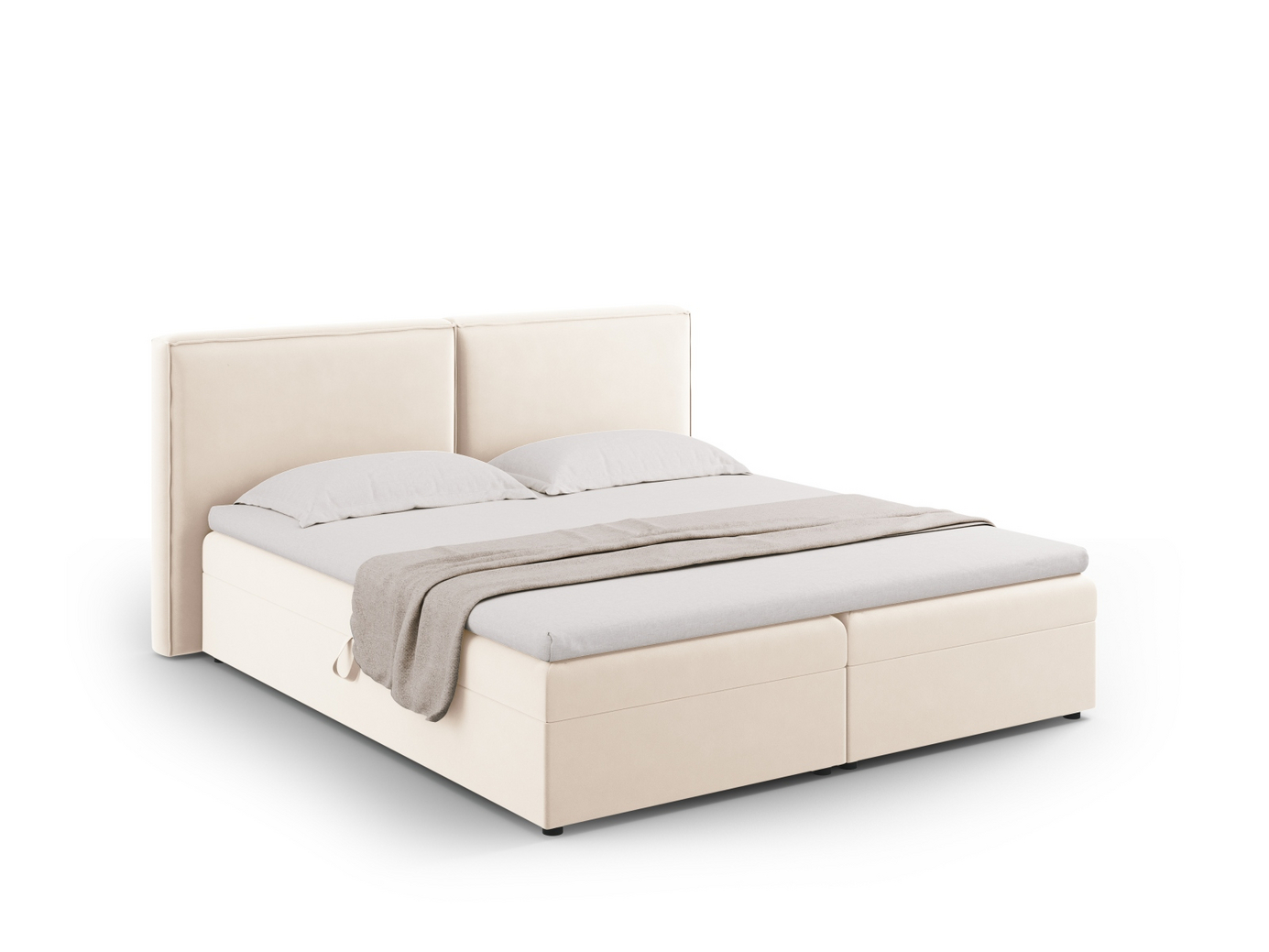 Cosmopolitan Design kontinentalsäng, "Arendal", 186 × 210 × 100 cm, Bluvel, svarta plastben