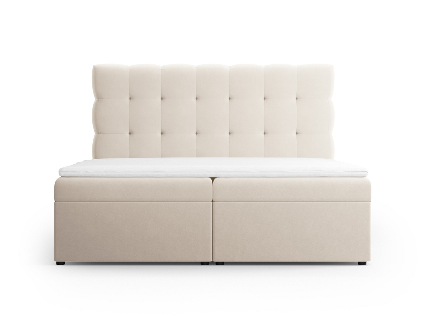 Cosmopolitan Design kontinentalsäng, "Bali", 160 × 210 × 125 cm, Bluvel, svarta plastben