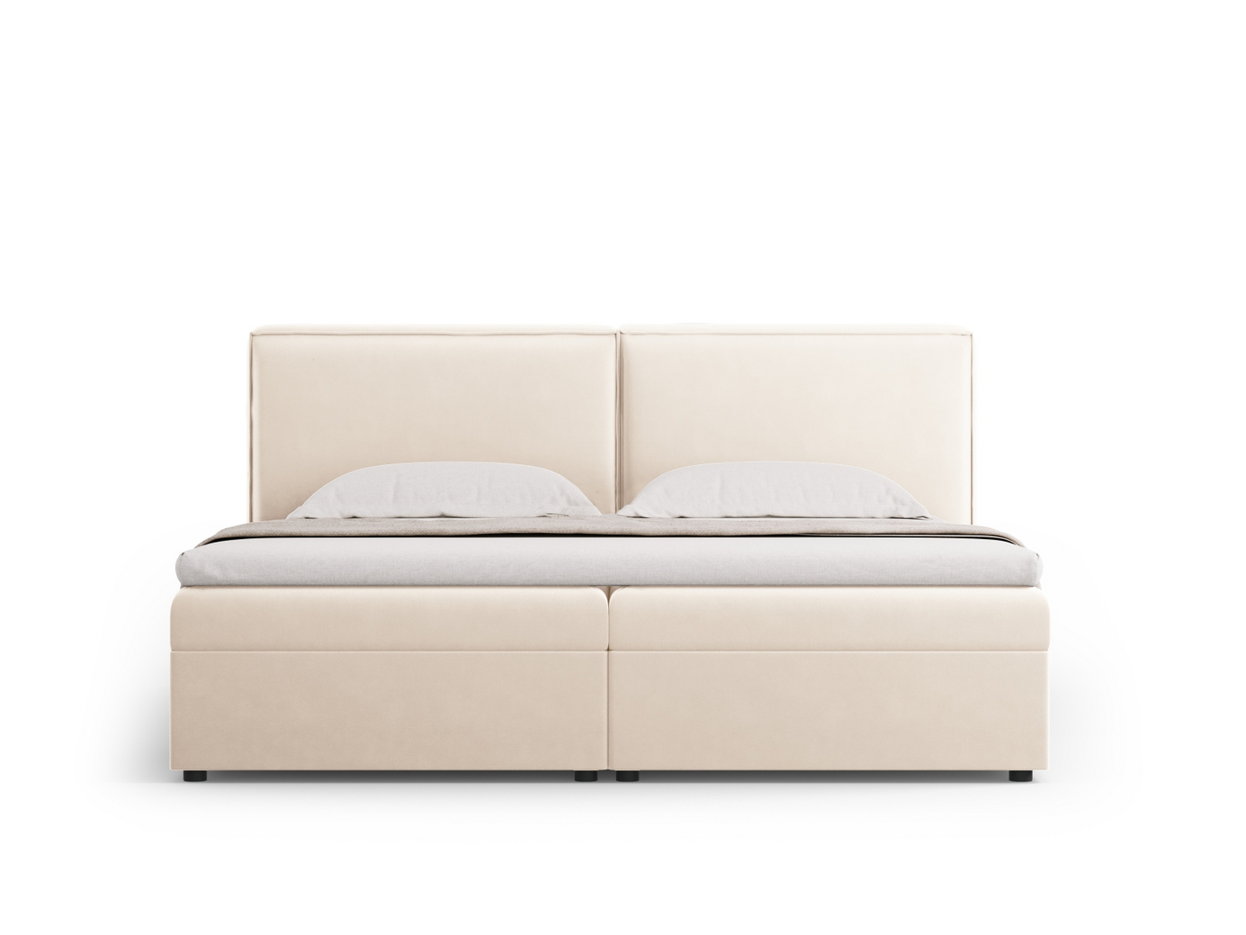 Cosmopolitan Design kontinentalsäng, "Arendal", 206 × 210 × 100 cm, Bluvel, svarta plastben