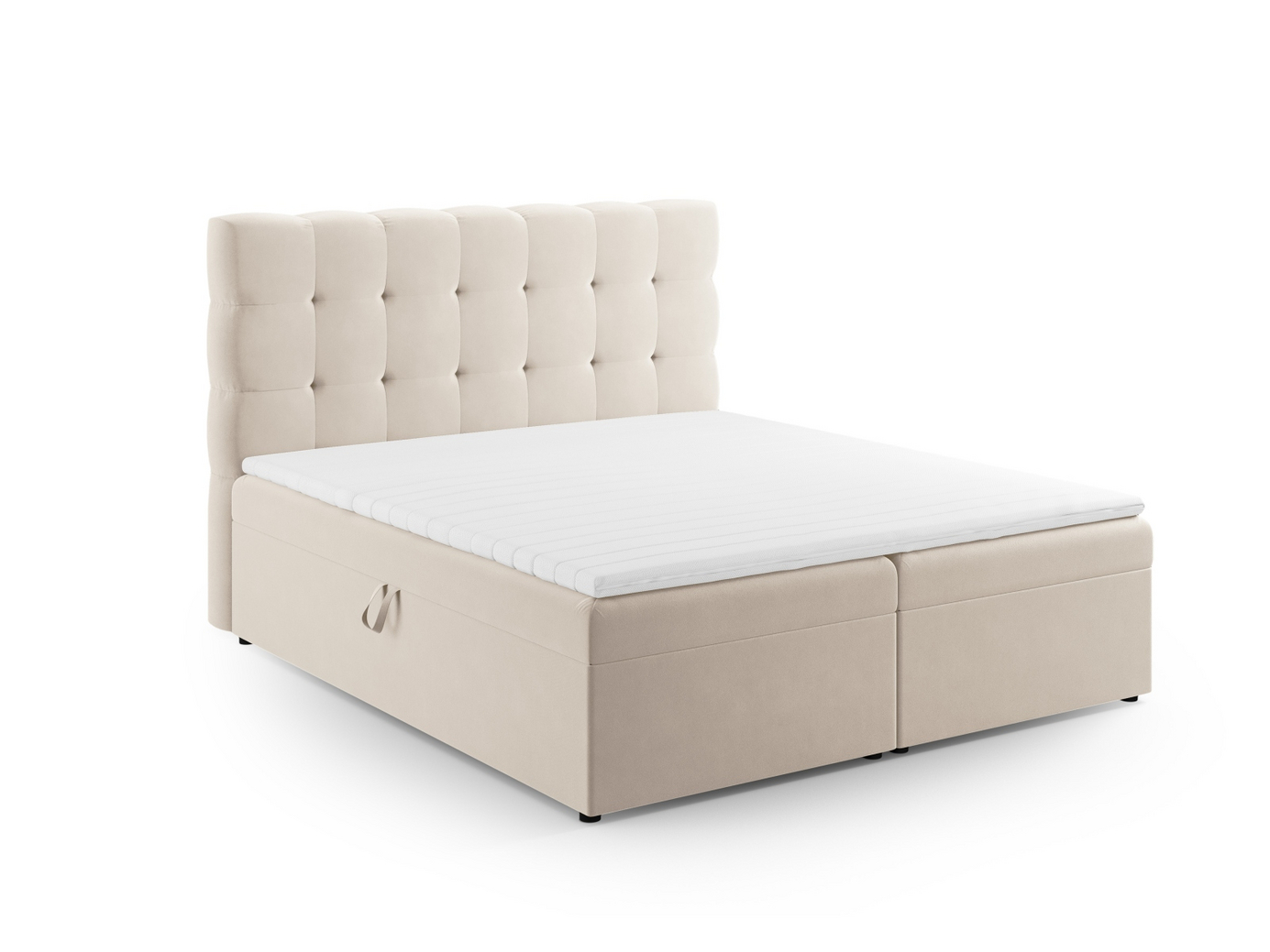Cosmopolitan Design kontinentalsäng, "Bali", 180 × 210 × 125 cm, Bluvel, svarta plastben