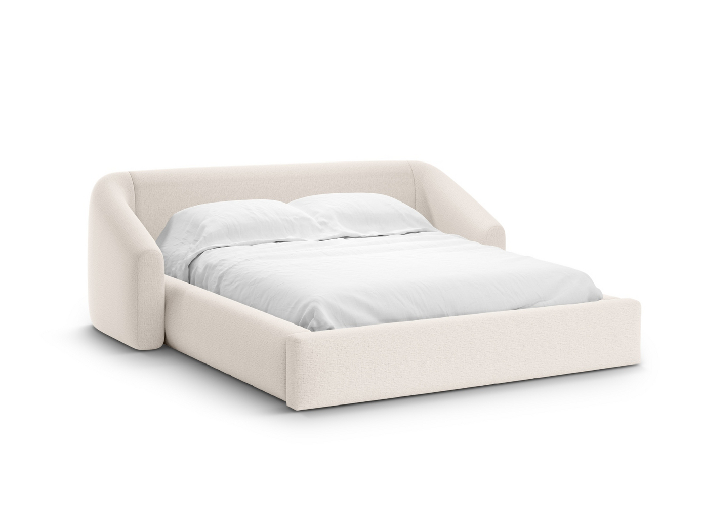 Cosmopolitan Design säng med förvaring och sänggavel, "Campi", 208 × 230 × 80 cm, Moly, svarta plastben