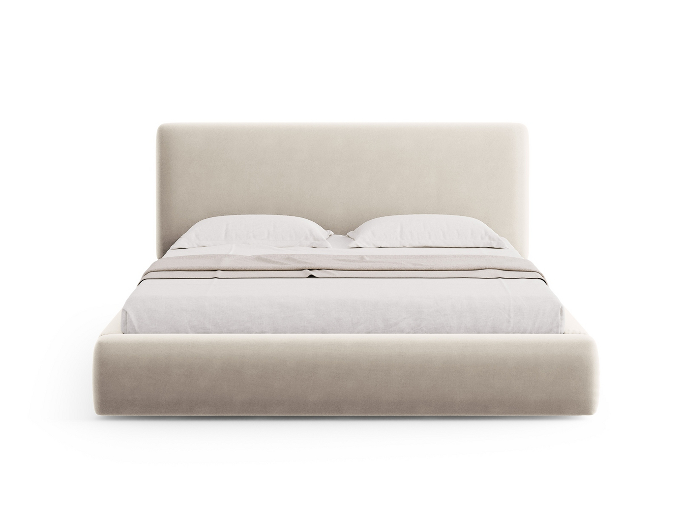 Cosmopolitan Design sammetssäng med förvaring och sänggavel, "Colonel", 160 × 220 × 100 cm, Riviera, svarta plastben
