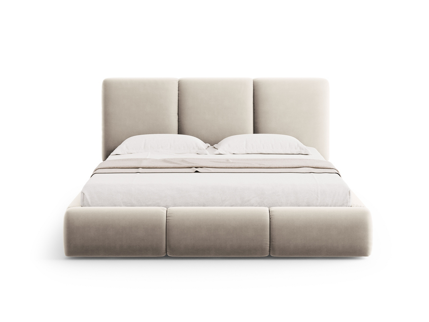Cosmopolitan Design sammetssäng med förvaring och sänggavel, "Nicolas", 160 × 220 × 100 cm, Riviera, svarta plastben