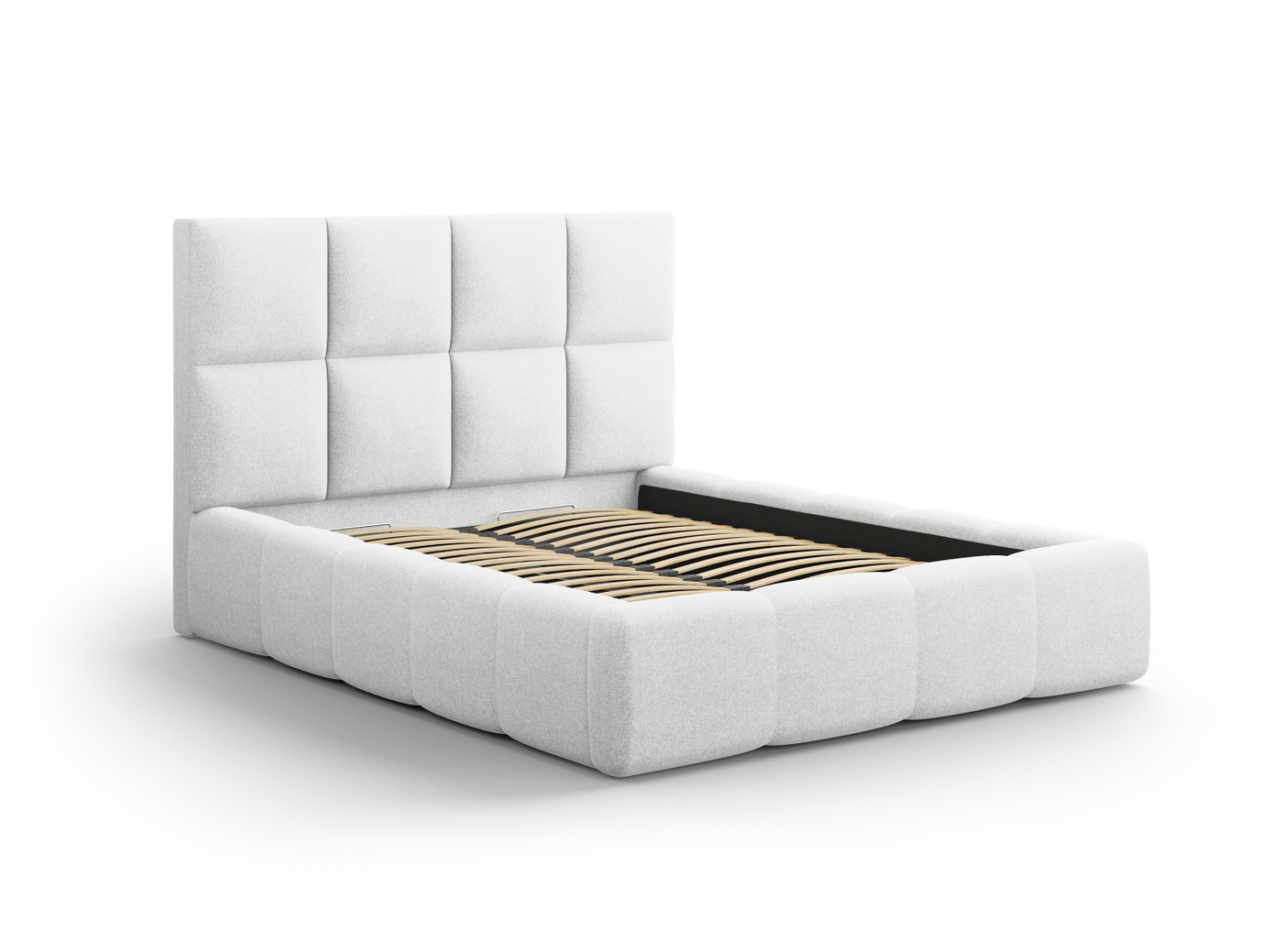 Cosmopolitan Design säng med förvaring och sänggavel, "Livigno", 165 × 230 × 125 cm, Solid, svarta plastben