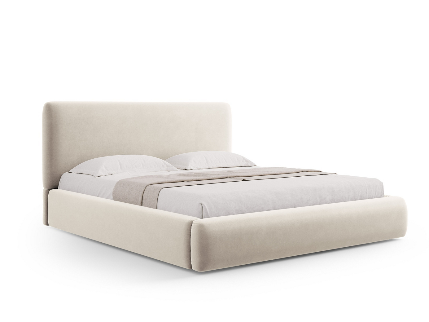 Cosmopolitan Design sammetssäng med förvaring och sänggavel, "Colonel", 180 × 220 × 100 cm, Riviera, svarta plastben