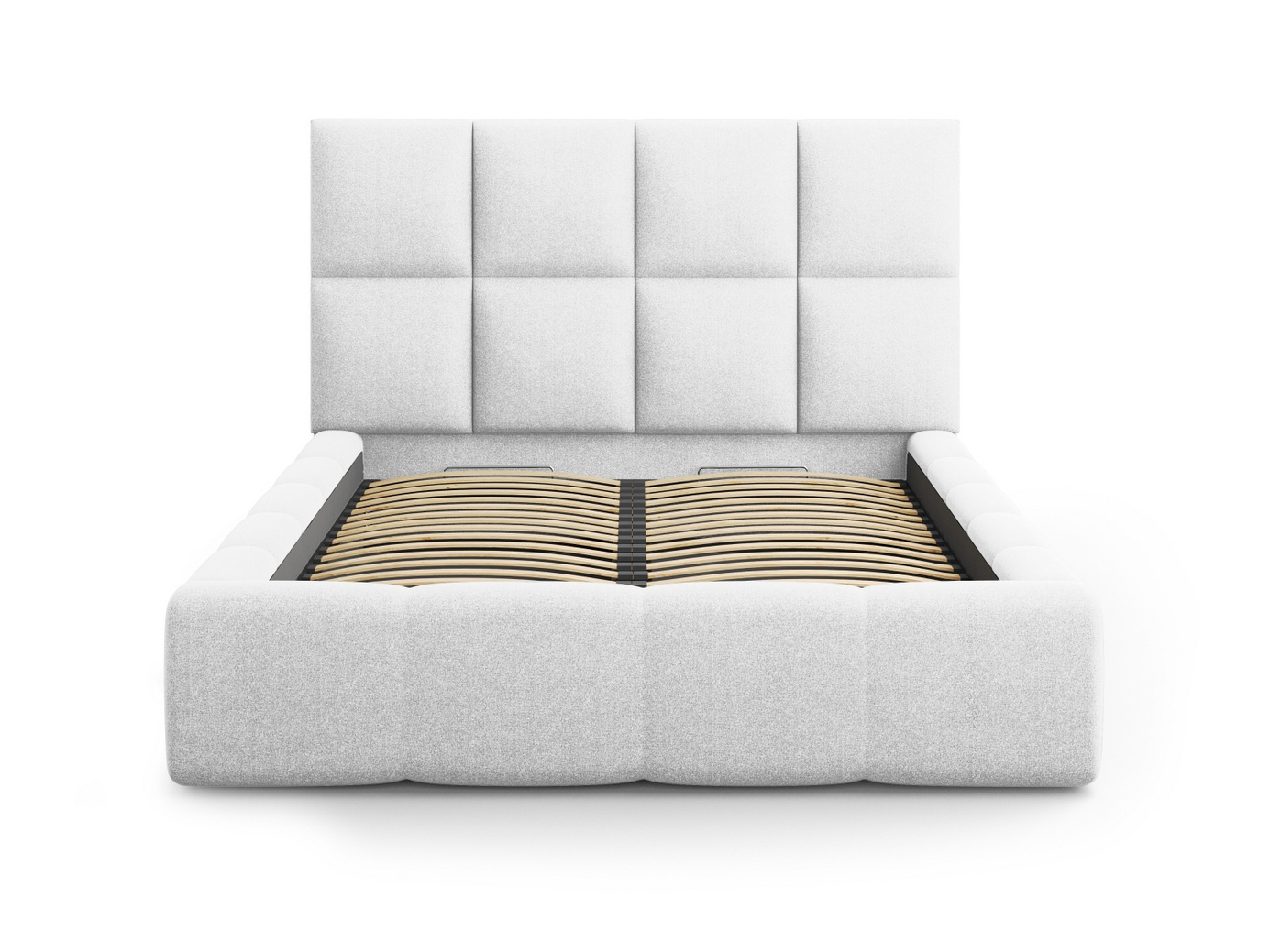Cosmopolitan Design säng med förvaring och sänggavel, "Livigno", 185 × 230 × 125 cm, Solid, svarta plastben