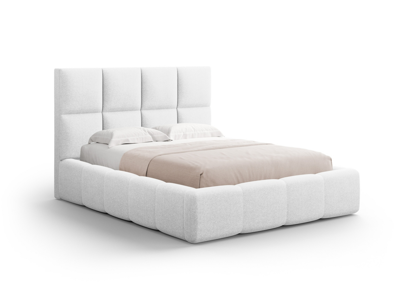 Cosmopolitan Design säng med förvaring och sänggavel, "Livigno", 185 × 230 × 125 cm, Solid, svarta plastben