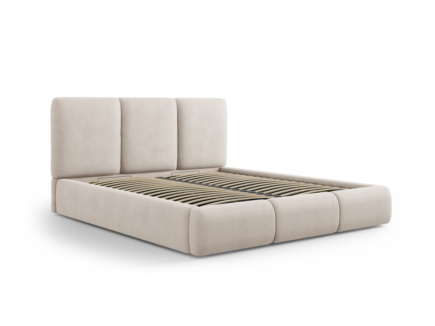 Cosmopolitan Design säng med förvaring och sänggavel, "Nicolas", 200 × 220 × 100 cm, Rebel, svarta plastben