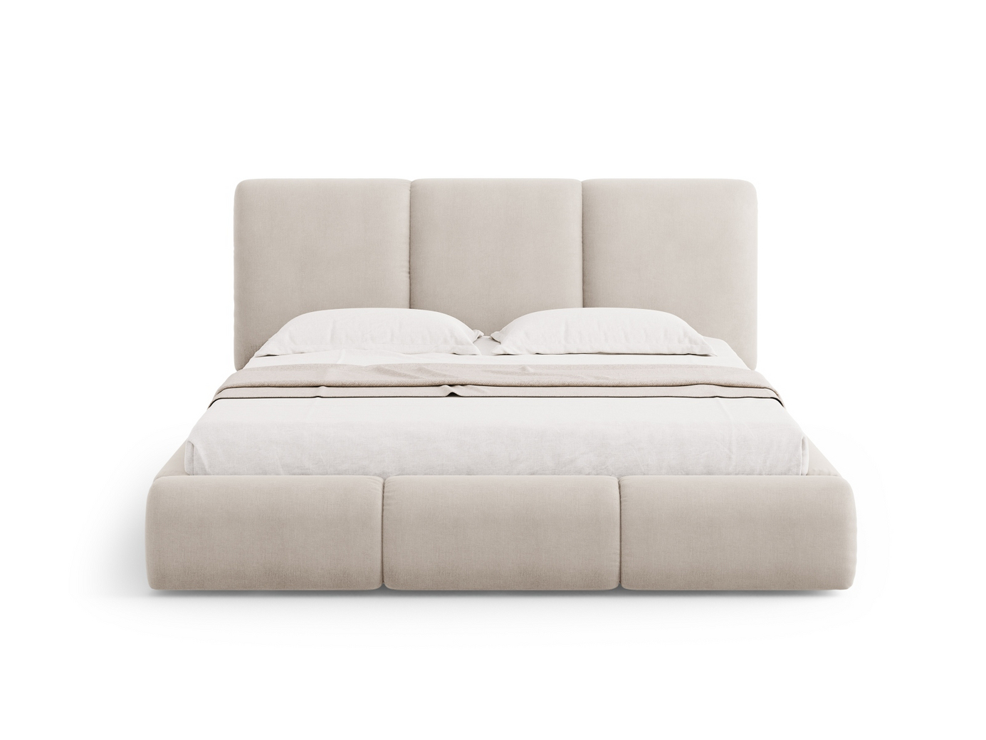 Cosmopolitan Design säng med förvaring och sänggavel, "Nicolas", 220 × 220 × 100 cm, Rebel, svarta plastben