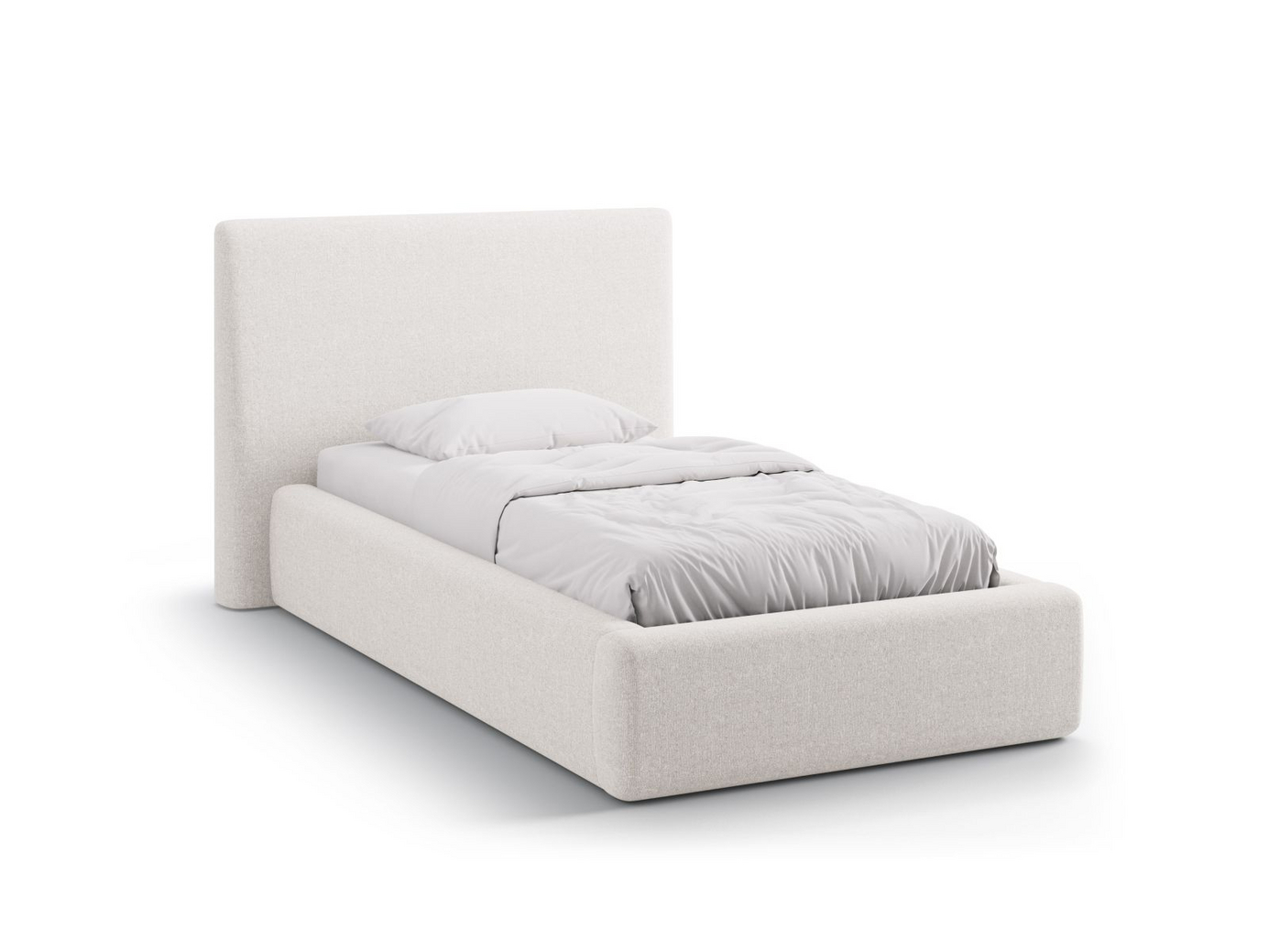 Cosmopolitan Design säng med förvaring och sänggavel, "Asti", 130 × 220 × 95 cm, Moly, svarta plastben