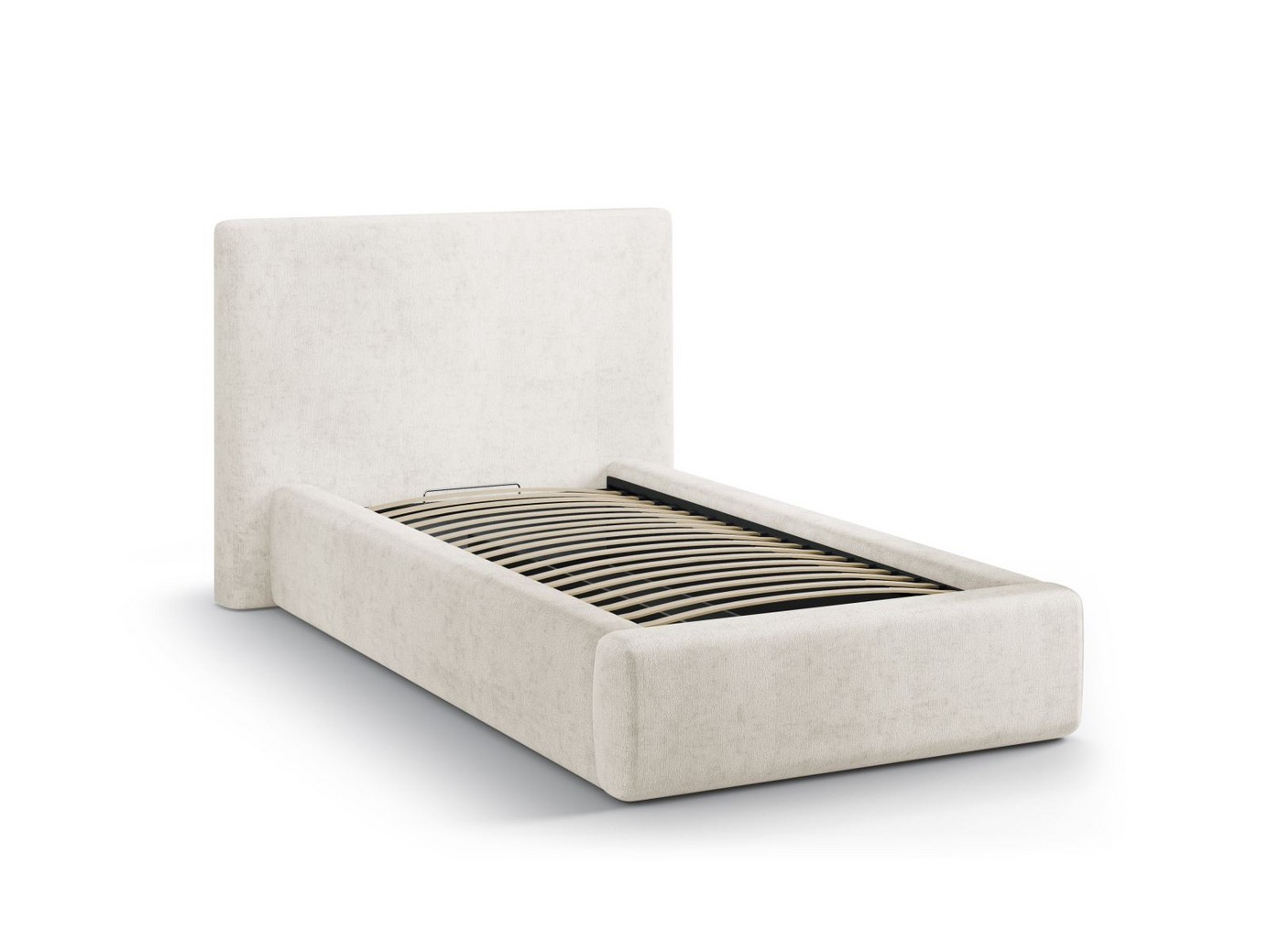 Cosmopolitan Design säng med förvaring och sänggavel, "Asti", 130 × 220 × 95 cm, Perfect Harmony, svarta plastben