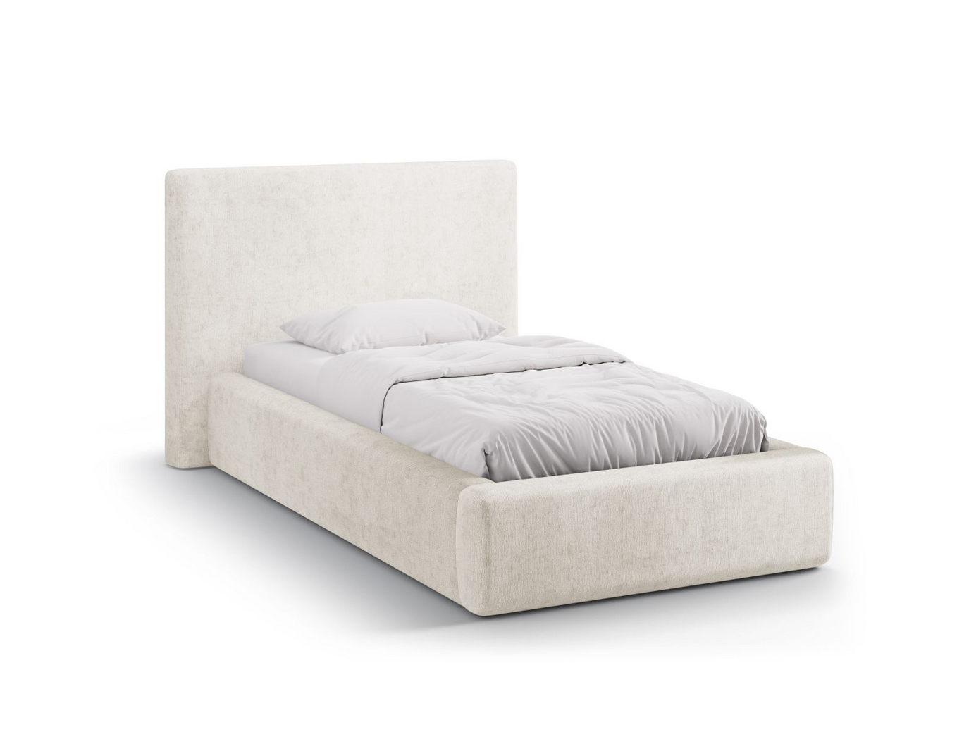 Cosmopolitan Design säng med förvaring och sänggavel, "Asti", 130 × 220 × 95 cm, Perfect Harmony, svarta plastben