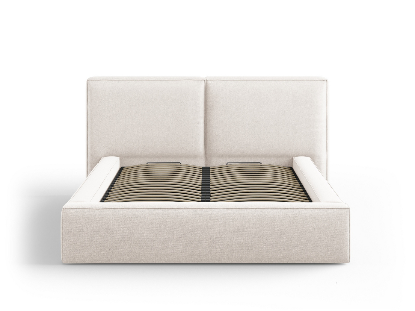 Cosmopolitan Design säng med förvaring och dubbel sänggavel, "Arendal", 194 × 228 × 97,5 cm, Megan, svarta plastben