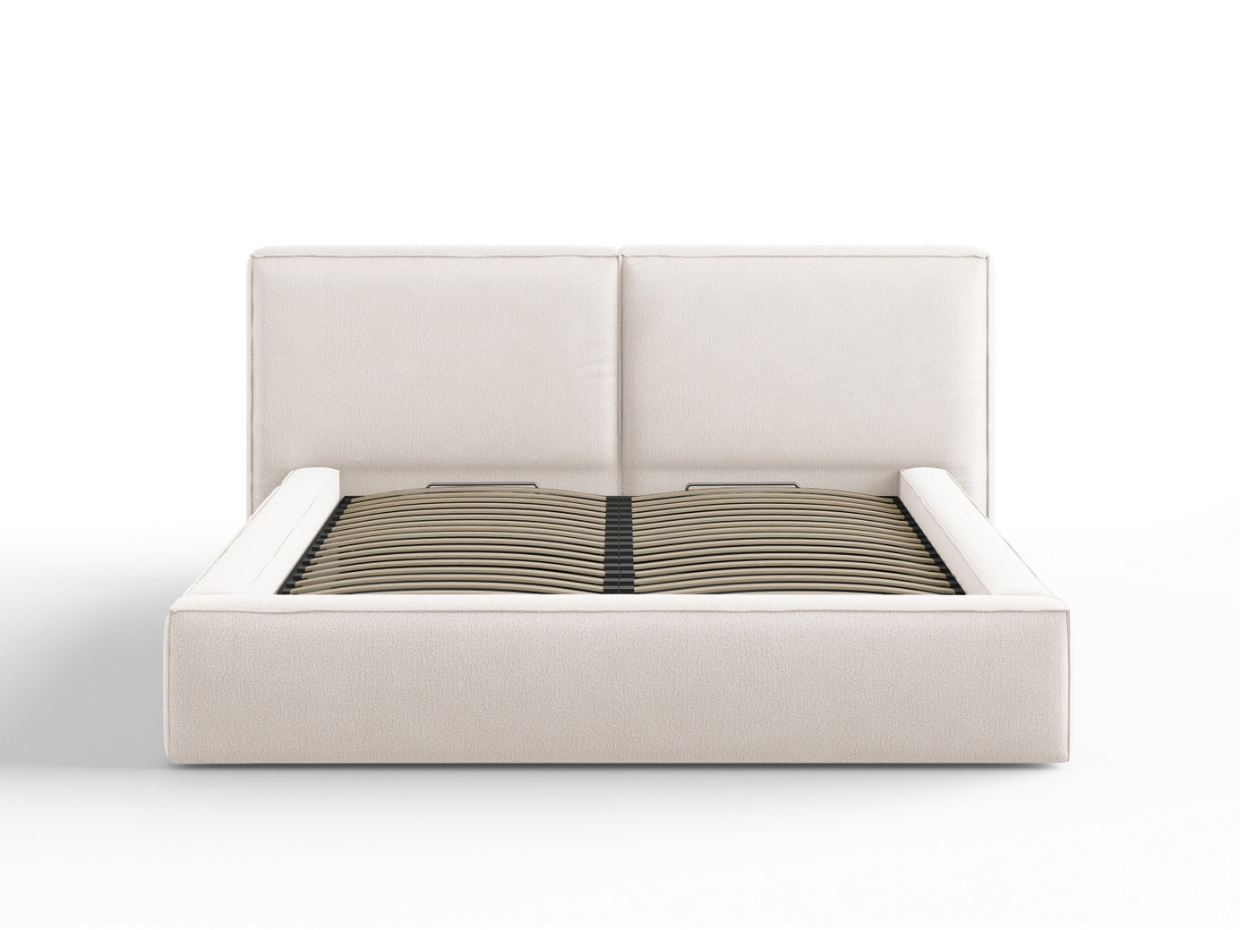 Cosmopolitan Design säng med förvaring och dubbel sänggavel, "Arendal", 214 × 228 × 97,5 cm, Megan, svarta plastben