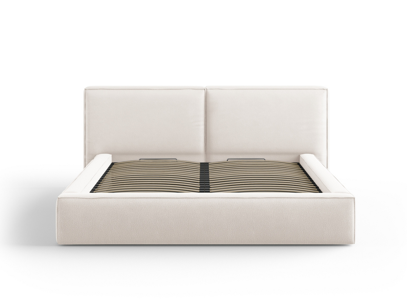 Cosmopolitan Design säng med förvaring och dubbel sänggavel, "Arendal", 234 × 228 × 97,5 cm, Megan, svarta plastben