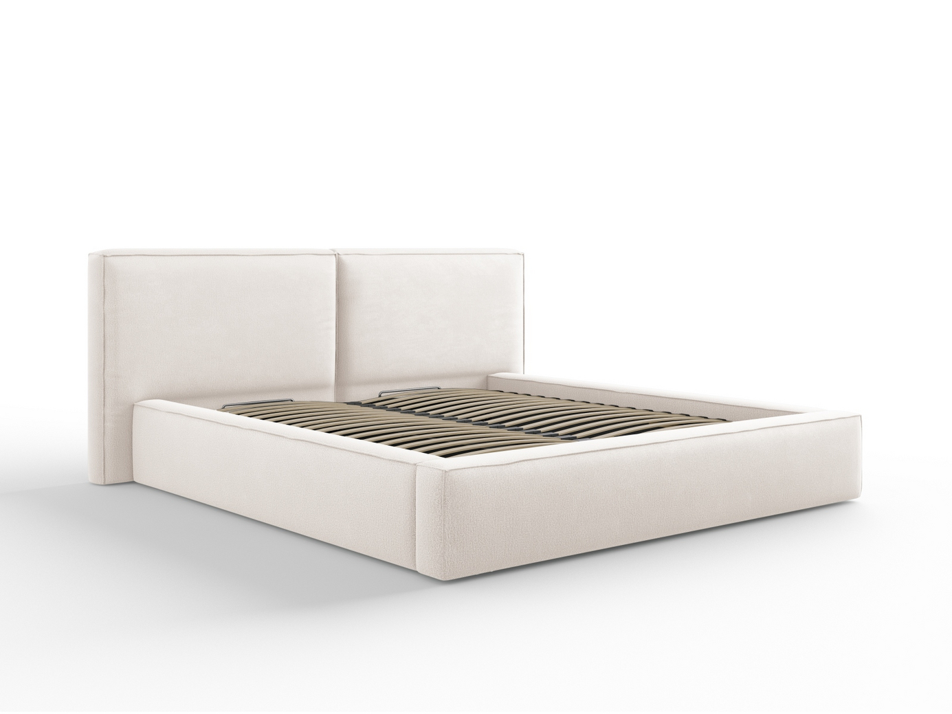 Cosmopolitan Design säng med förvaring och dubbel sänggavel, "Arendal", 234 × 228 × 97,5 cm, Megan, svarta plastben