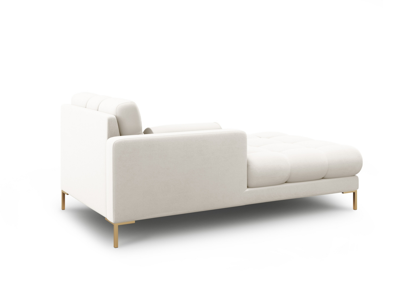 Cosmopolitan Design vänstervänd schäslong, "Bali", 1-sits, 102 × 185 × 75 cm, Neve, guldfärgade metallben