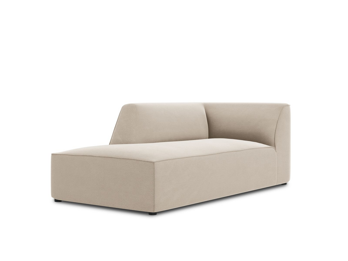 Cosmopolitan Design vänstervänd sammetsschäslong, "Siena", 1-sits, 93 × 181 × 69 cm, Salvador, svarta plastben