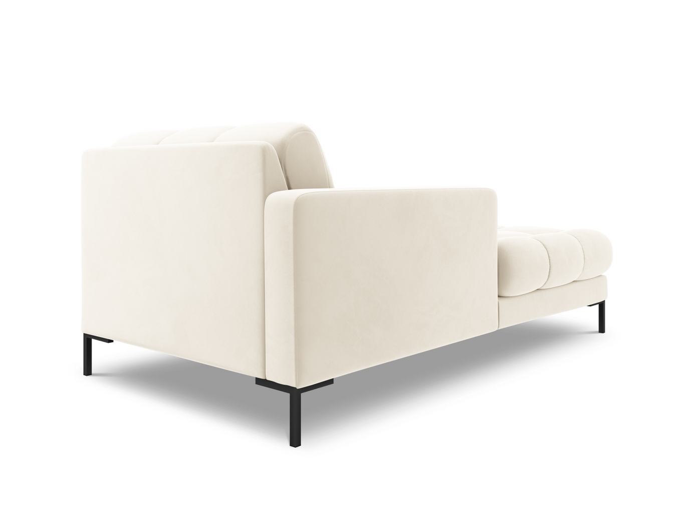 Cosmopolitan Design vänstervänd sammetsschäslong, "Bali", 1-sits, 102 × 185 × 75 cm, Bluvel, svarta metallben