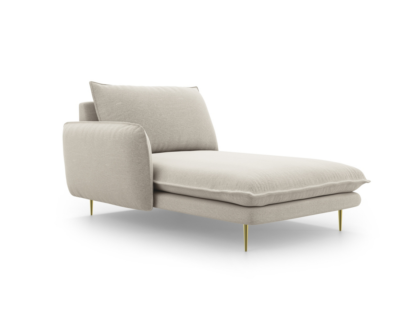 Cosmopolitan Design vänstervänd schäslong, "Vienna", 1-sits, 110 × 170 × 95 cm, Positano, guldfärgade metallben