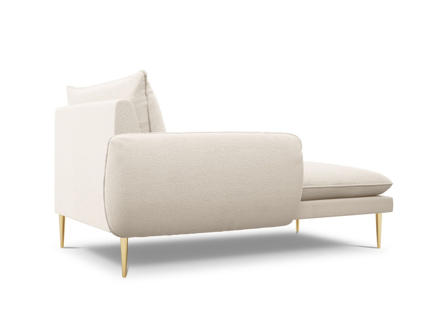 Cosmopolitan Design vänstervänd boucléschäslong, "Vienna", 1-sits, 110 × 170 × 95 cm, Ascot, guldfärgade metallben