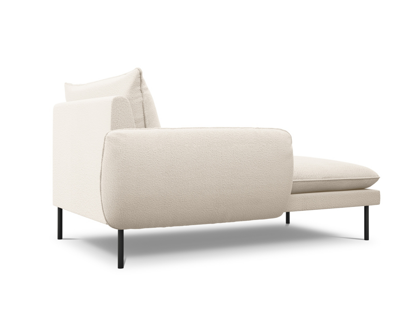 Cosmopolitan Design vänstervänd boucléschäslong, "Vienna", 1-sits, 110 × 170 × 95 cm, Ascot, svarta metallben