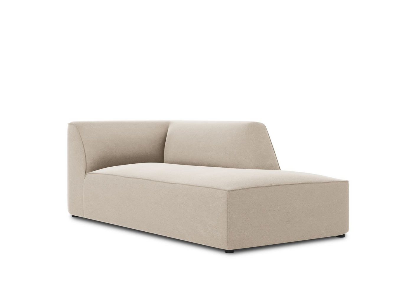 Cosmopolitan Design högervänd sammetsschäslong, "Siena", 1-sits, 93 × 181 × 69 cm, Salvador, svarta plastben