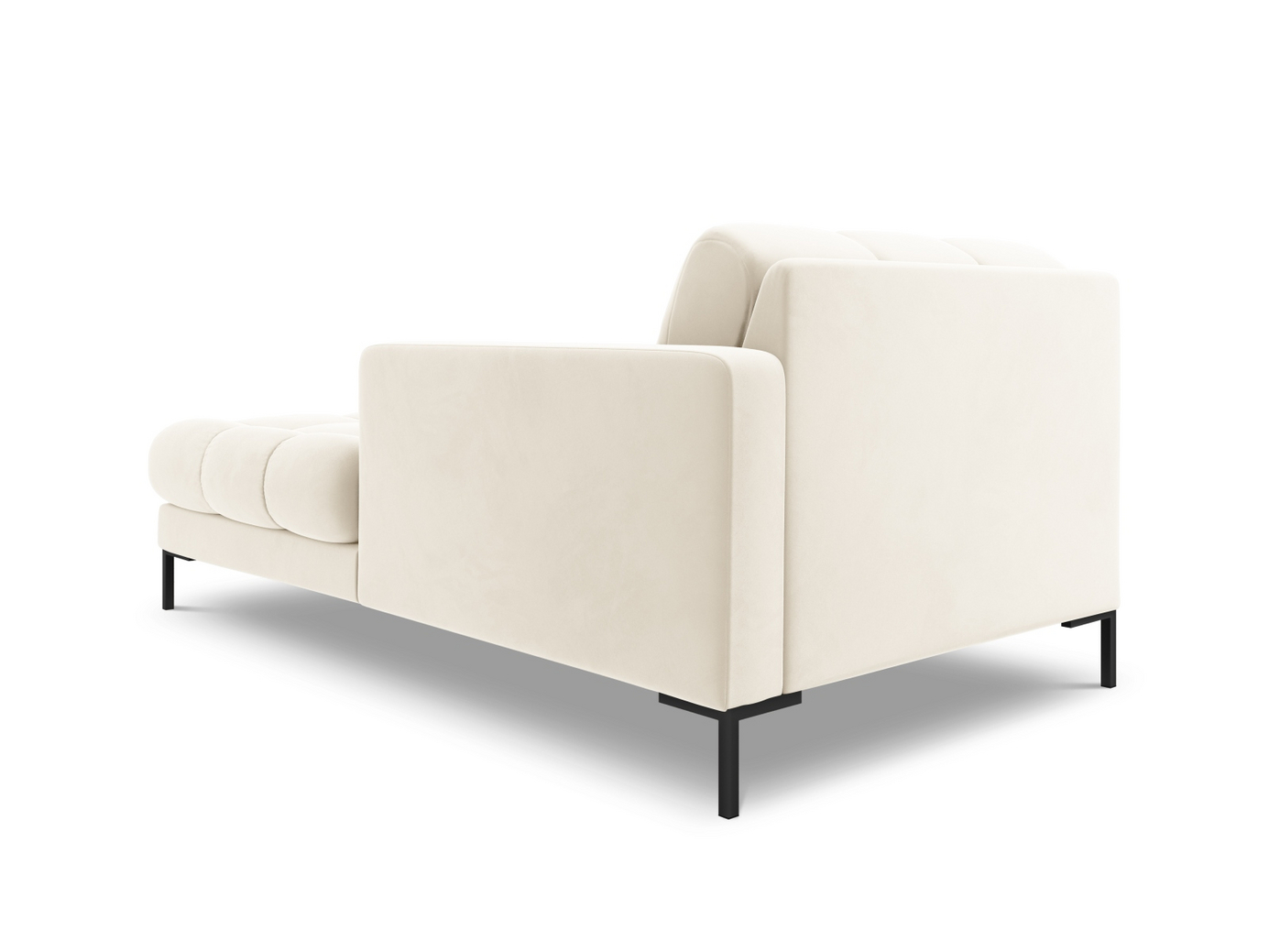Cosmopolitan Design högervänd sammetsschäslong, "Bali", 1-sits, 102 × 185 × 75 cm, Bluvel, svarta metallben