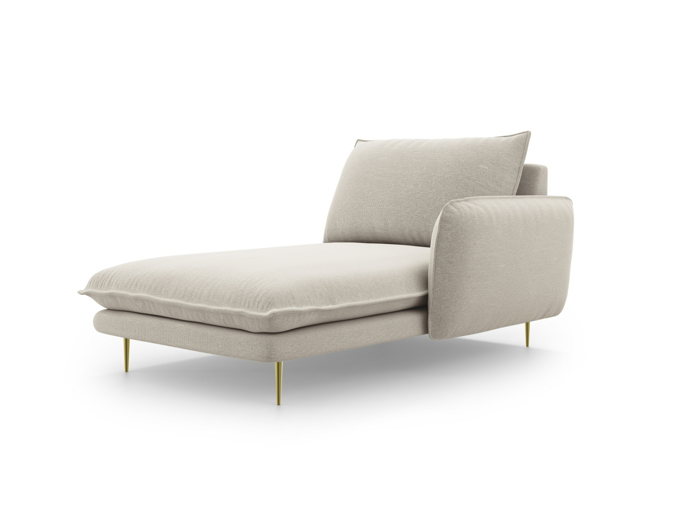 Cosmopolitan Design högervänd schäslong, "Vienna", 1-sits, 110 × 170 × 95 cm, Positano, guldfärgade metallben