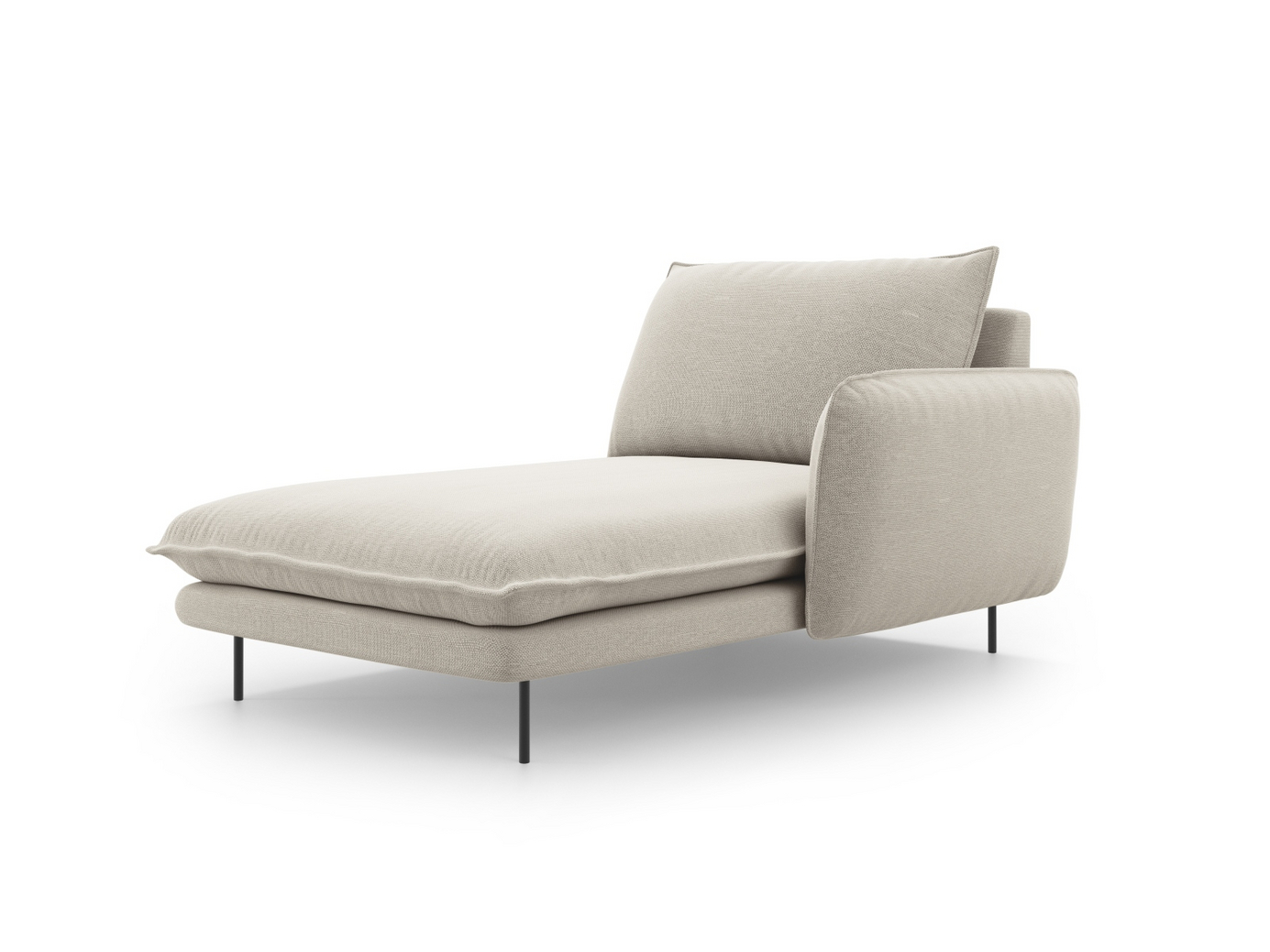 Cosmopolitan Design högervänd schäslong, "Vienna", 1-sits, 110 × 170 × 95 cm, Positano, svarta metallben