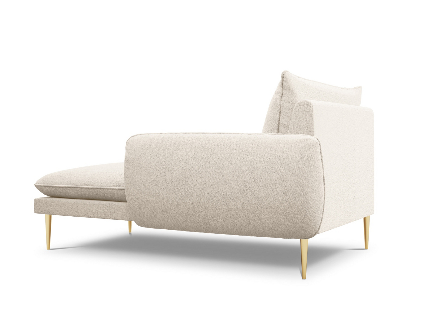 Cosmopolitan Design högervänd boucléschäslong, "Vienna", 1-sits, 110 × 170 × 95 cm, Ascot, guldfärgade metallben