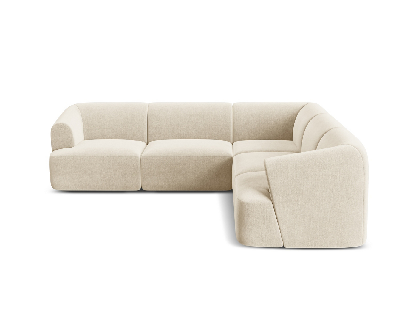 Cosmopolitan Design symmetrisk sammetsmodulhörnsoffa, "Campi", 6-sits, 255 × 255 × 70 cm, Vogue, svarta plastben
