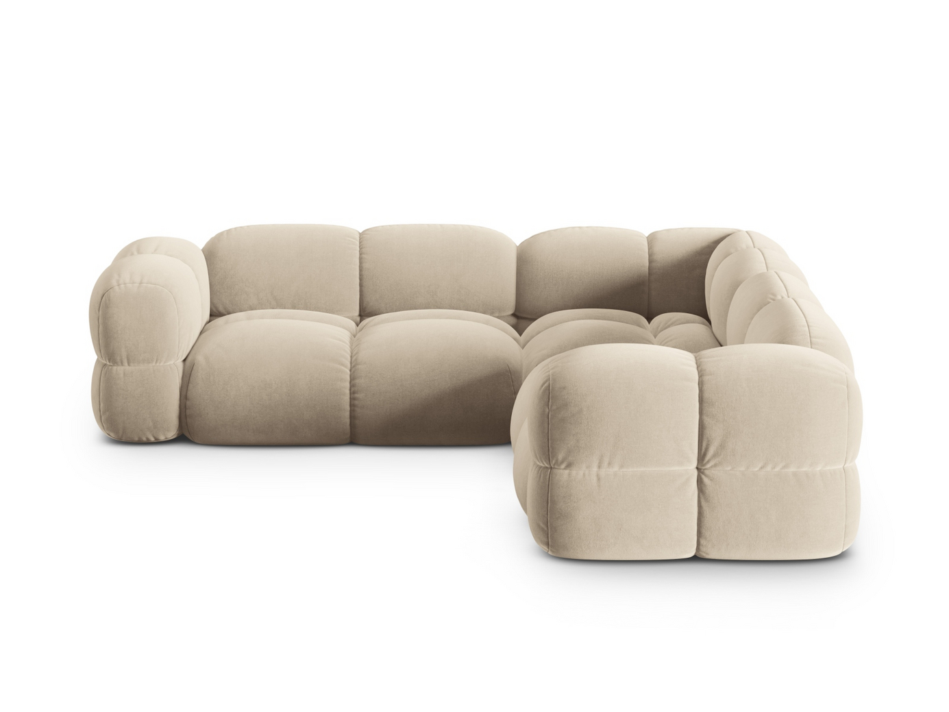 Cosmopolitan Design symmetrisk sammetshörnsoffa, "Loretto", 4-sits, 250 × 250 × 68 cm, Vogue, svarta plastben